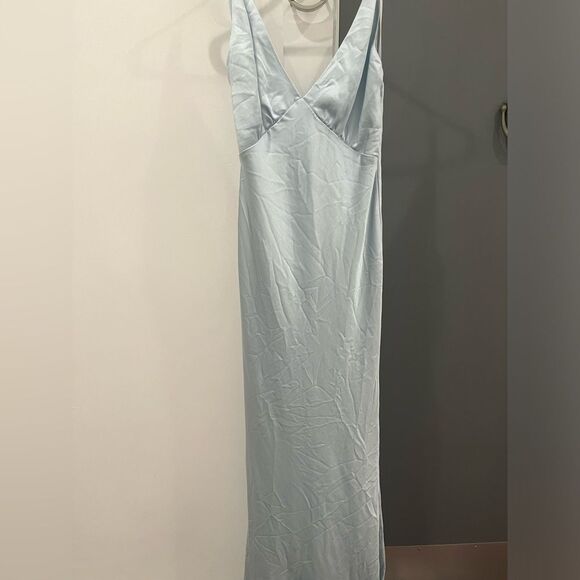 NWT Lovers and Friends Maxi Dress Alani Light Blue Satin Gown Wedding Guest sz S - Picture 3 of 10